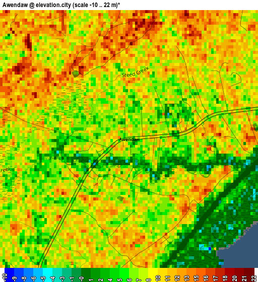 Awendaw elevation map