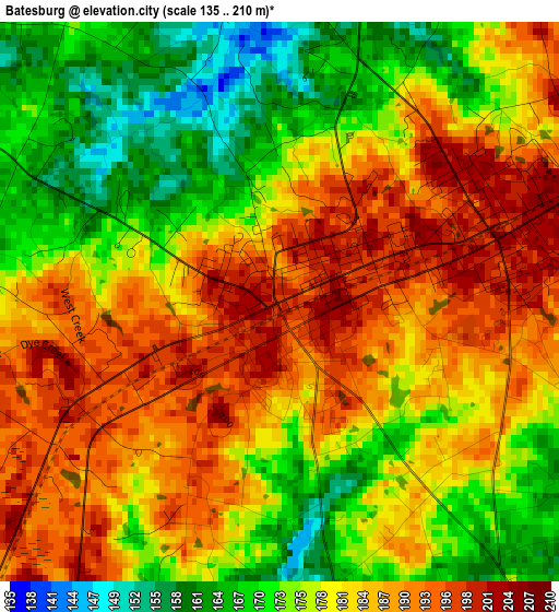 Batesburg elevation map