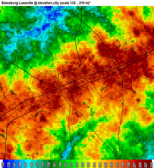 Batesburg-Leesville elevation map