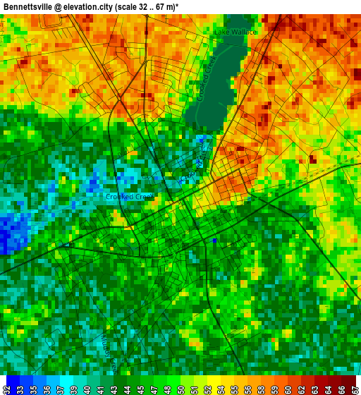 Bennettsville elevation map