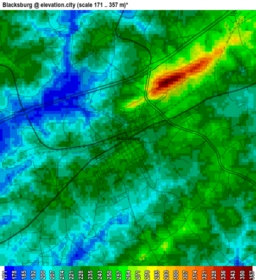 Blacksburg elevation map