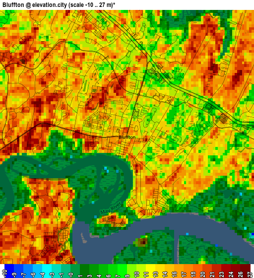 Bluffton elevation map