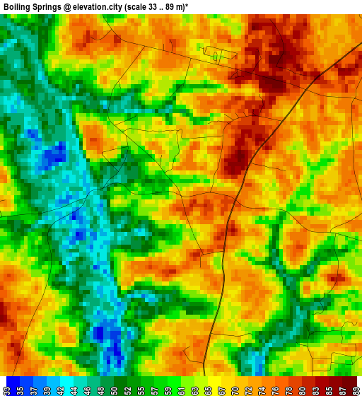 Boiling Springs elevation map