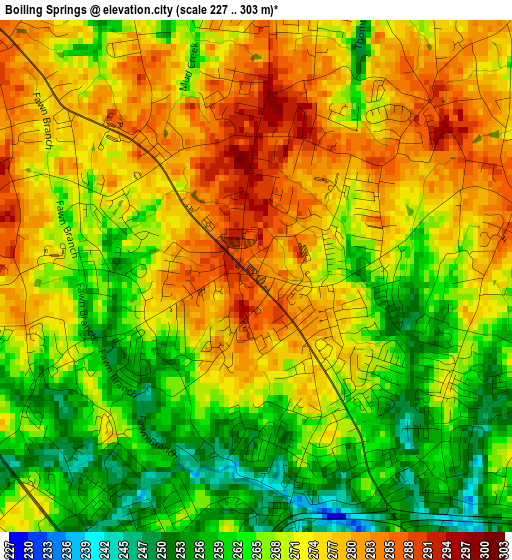 Boiling Springs elevation map