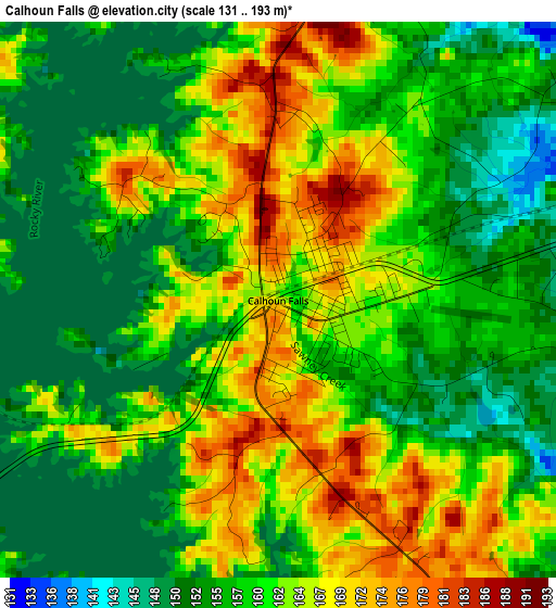 Calhoun Falls elevation map