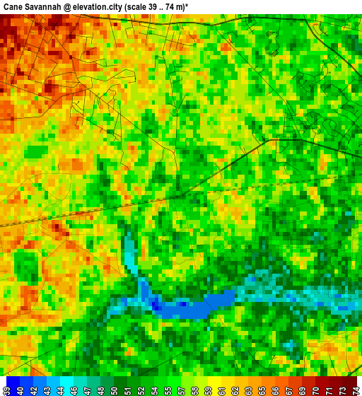 Cane Savannah elevation map