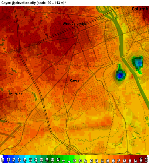 Cayce elevation map