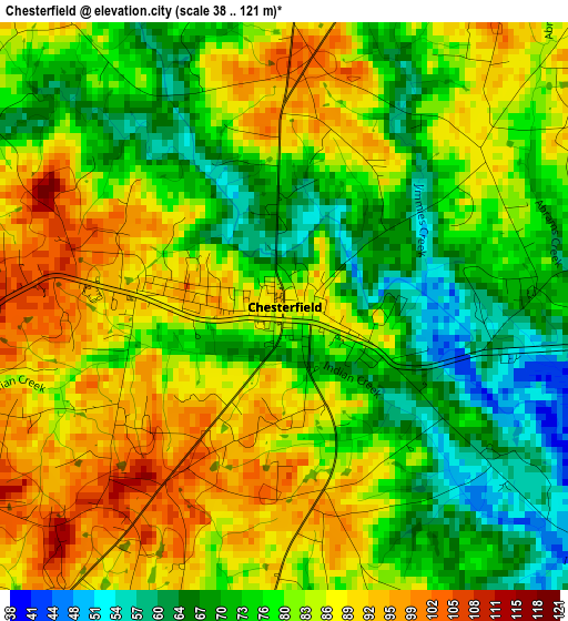 Chesterfield elevation map