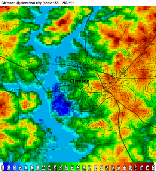 Clemson elevation map