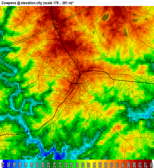 Cowpens elevation map