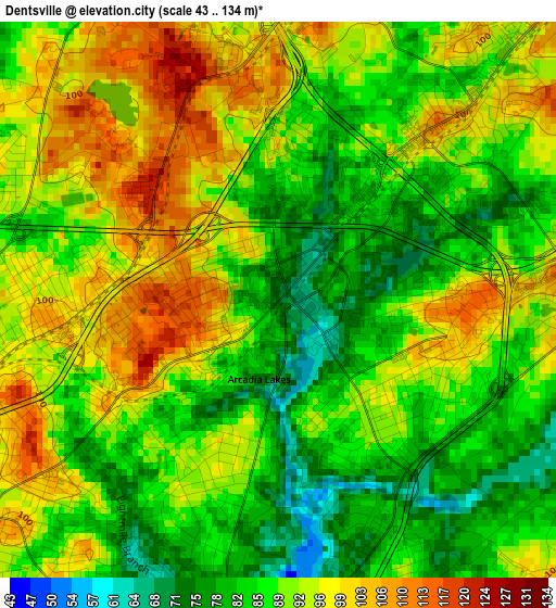 Dentsville elevation map