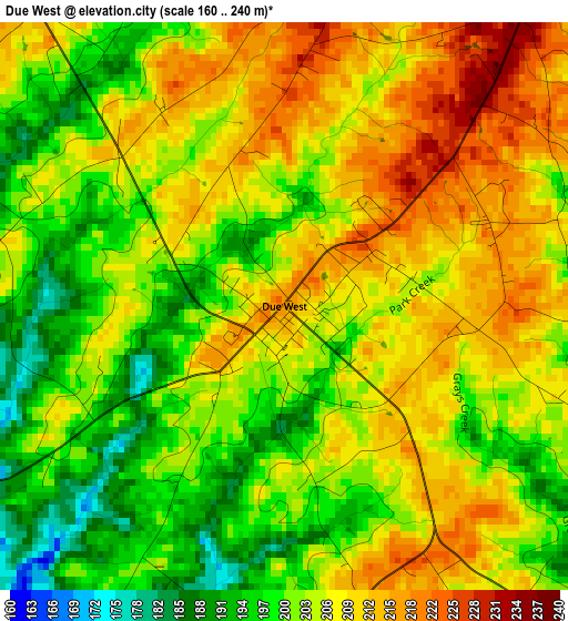 Due West elevation map