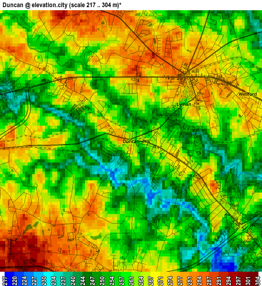 Duncan elevation map