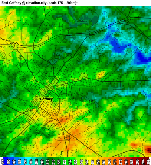 East Gaffney elevation map