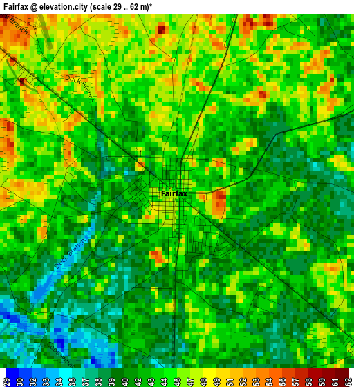 Fairfax elevation map