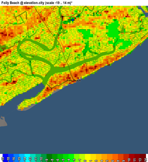 Folly Beach elevation map