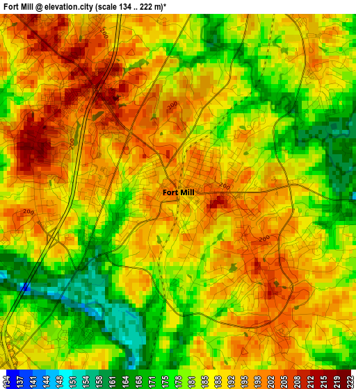 Fort Mill elevation map