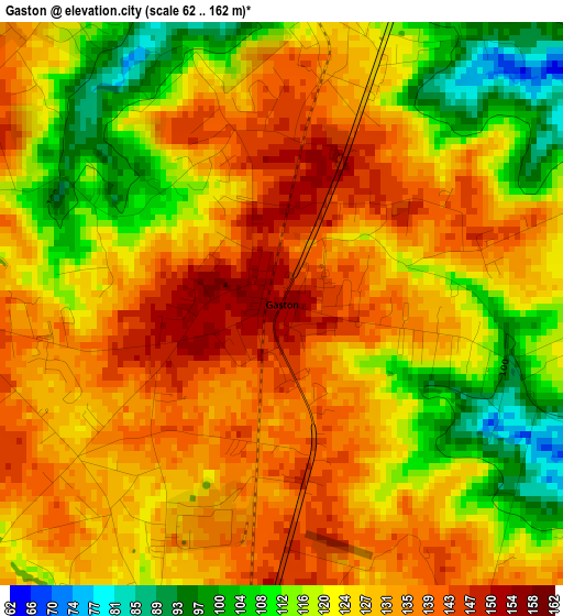 Gaston elevation map