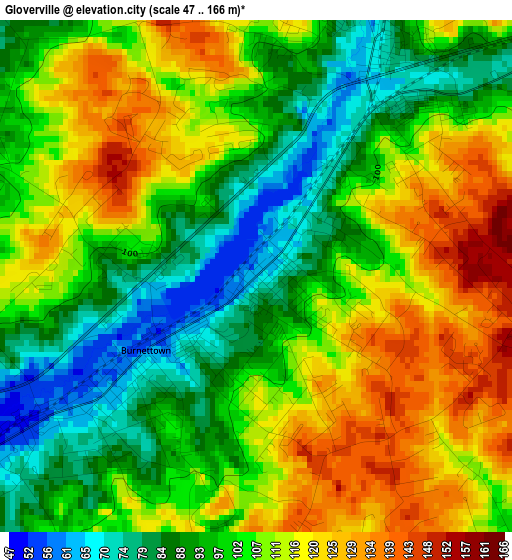 Gloverville elevation map