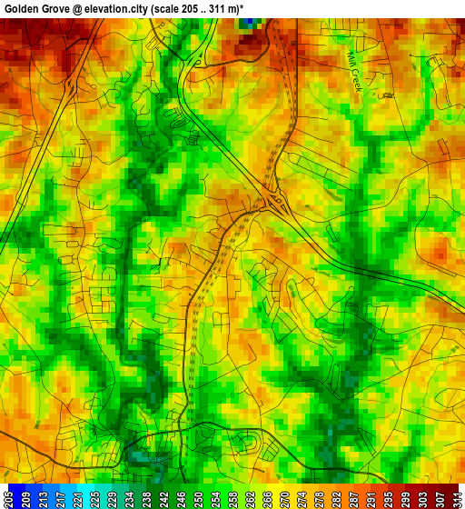 Golden Grove elevation map