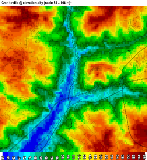 Graniteville elevation map