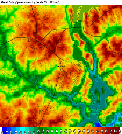 Great Falls elevation map