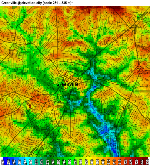 Greenville elevation map