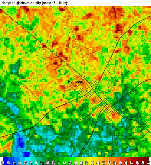 Hampton elevation map