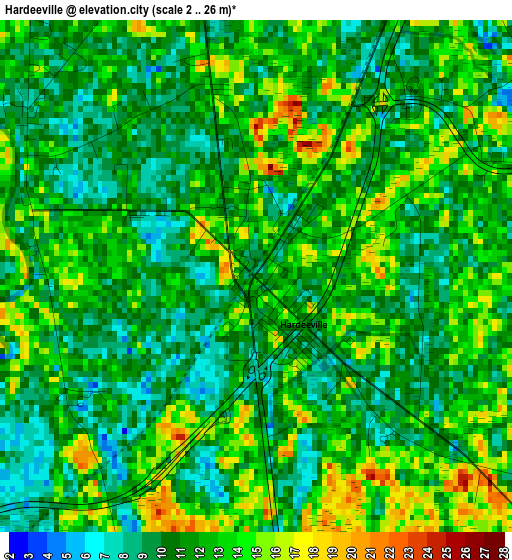 Hardeeville elevation map