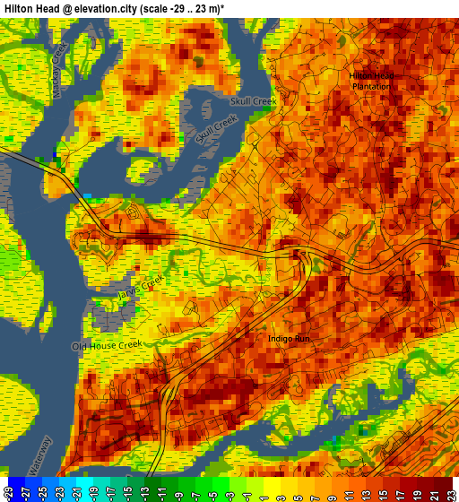 Hilton Head elevation map