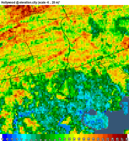 Hollywood elevation map