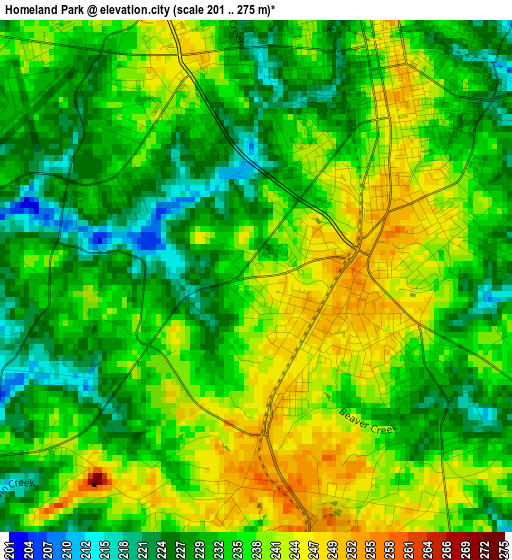 Homeland Park elevation map