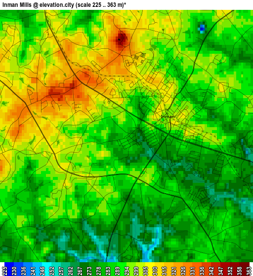 Inman Mills elevation map