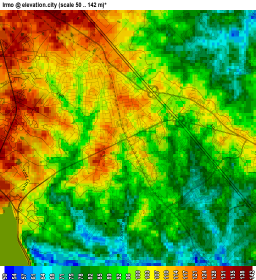 Irmo elevation map