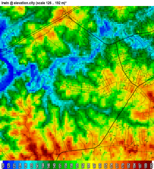 Irwin elevation map