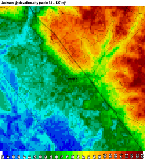 Jackson elevation map