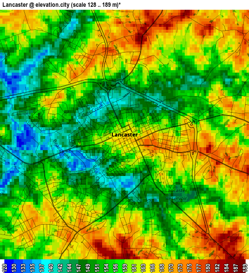 Lancaster elevation map