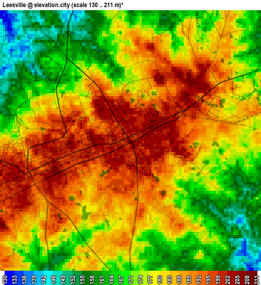 Leesville elevation map