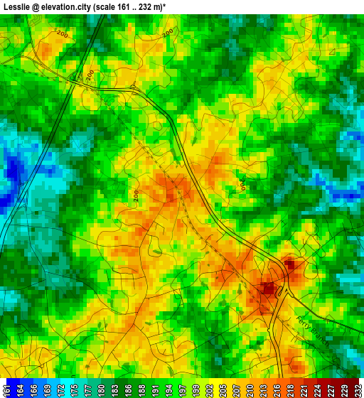 Lesslie elevation map