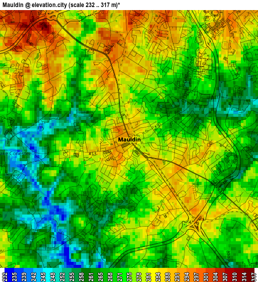 Mauldin elevation map