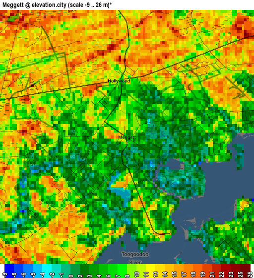 Meggett elevation map