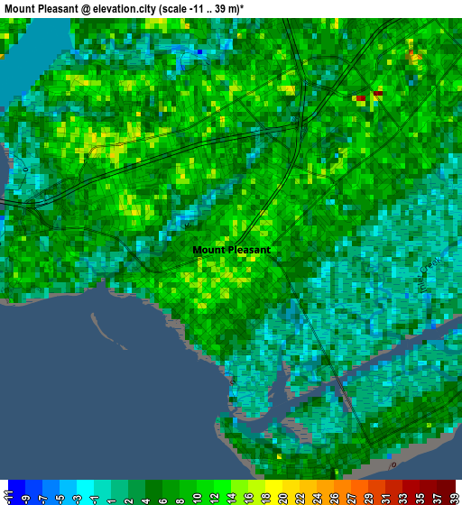 Mount Pleasant elevation map