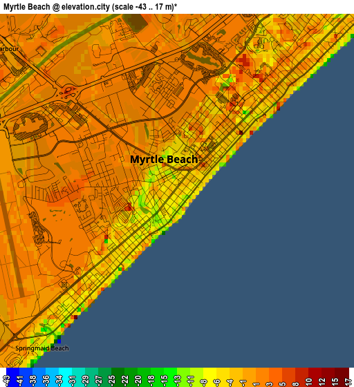 Myrtle Beach elevation map