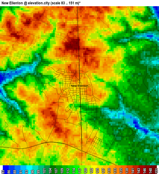 New Ellenton elevation map