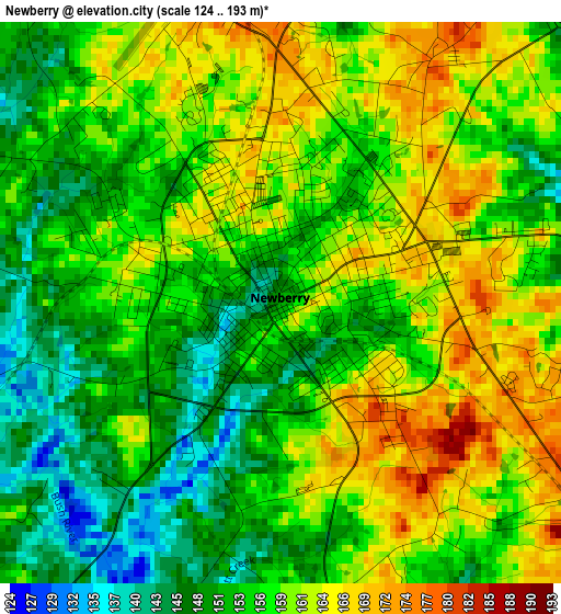 Newberry elevation map