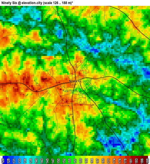 Ninety Six elevation map