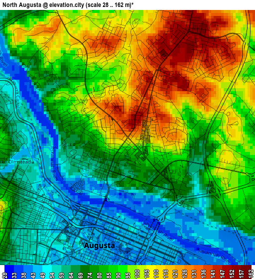 North Augusta elevation map