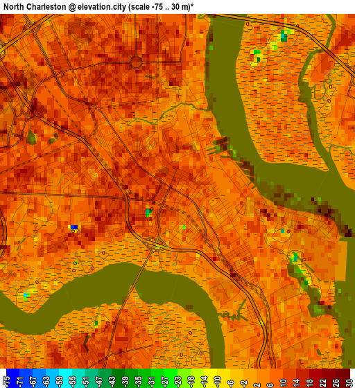 North Charleston elevation map