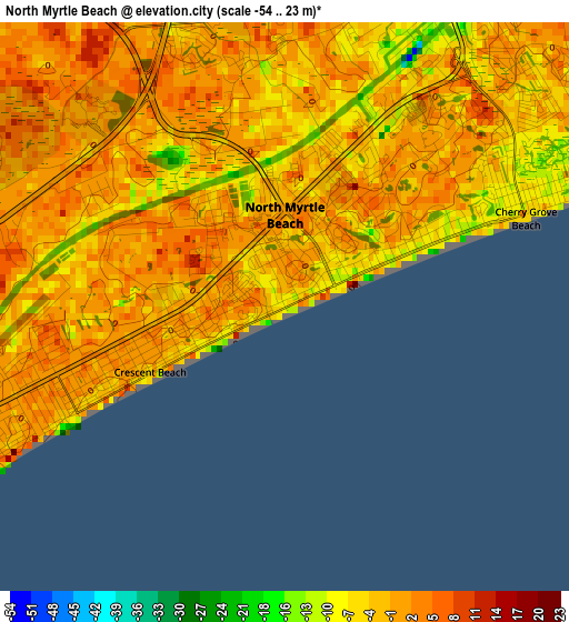 North Myrtle Beach elevation map