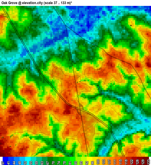 Oak Grove elevation map